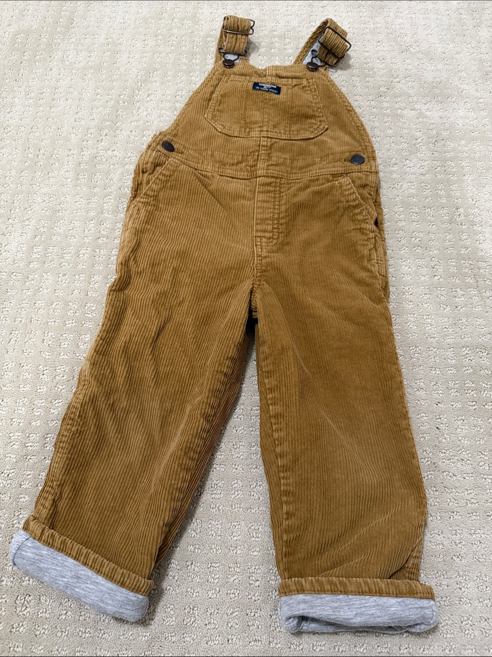 OshKosh B'gosh Tan Knit-Lined Corduroy Overalls